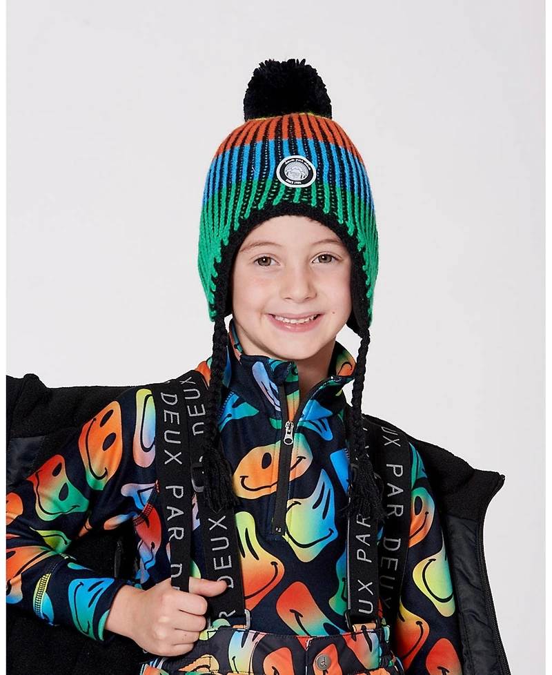 Deux par Boy Lined Peruvian Knit Winter Hat with Pompom Multicolor - Toddler|Child