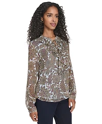 Tommy Hilfiger Women's Paisley Ruffle Long Sleeve Blouse