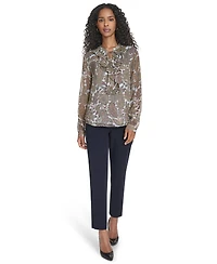 Tommy Hilfiger Women's Paisley Ruffle Long Sleeve Blouse