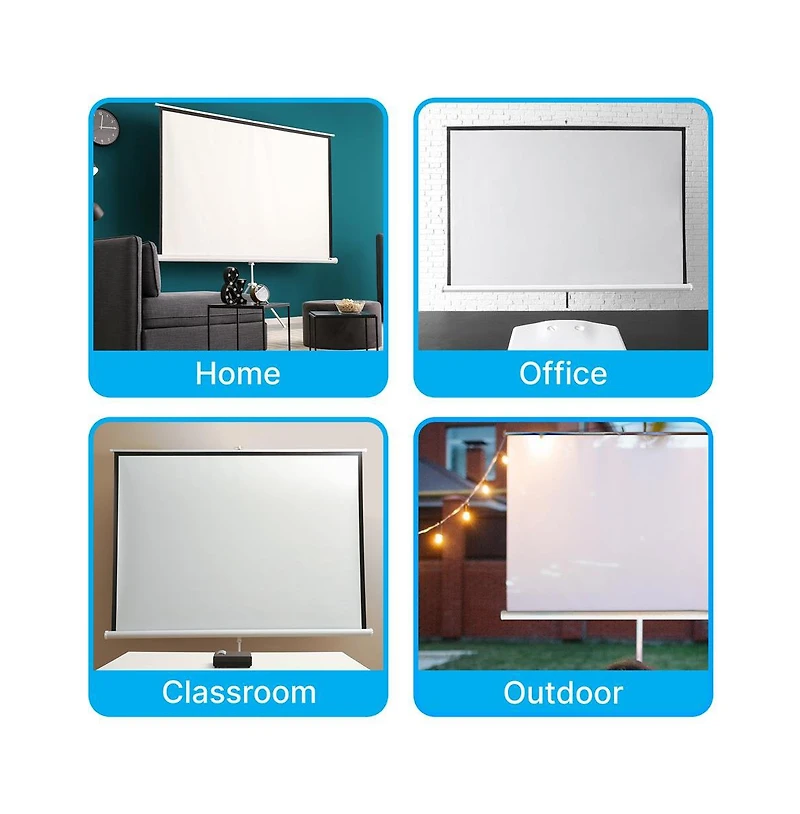 Pyle 72-inch Video Projector Screen, Easy Fold-Out & Roll-Up Projection Display, Tripod Stand Style