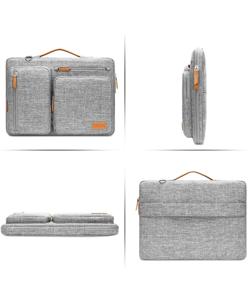 Laptop Shoulder Bag,15-15.6"Computer Bags Compatible with MacBook Pro 16", Hp, Dell, Lenovo,Side Open Messenger Bag with 4 Zipper Pockets, Gray