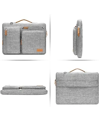 Laptop Shoulder Bag,15-15.6"Computer Bags Compatible with MacBook Pro 16", Hp, Dell, Lenovo,Side Open Messenger Bag with 4 Zipper Pockets, Gray
