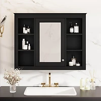 Casainc 35" x 27.5" Wall Mounted Bathroom Medicine Cabinet with Mirror and 6 Open Shelves (No Vanity)