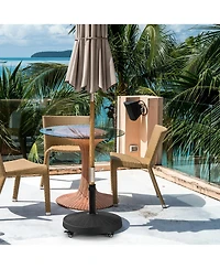 Gymax 50 lbs Round Resin Patio Umbrella Base Stand Holder w/ Lockable Wheels