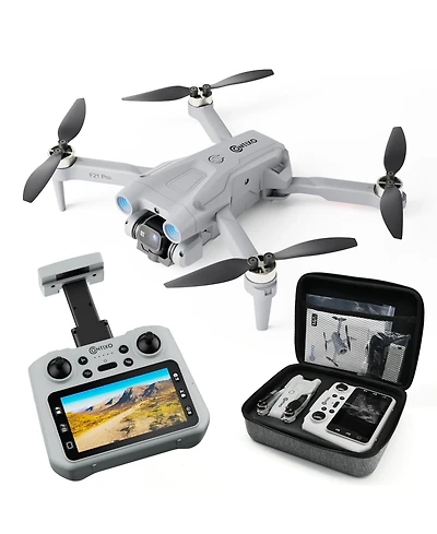 Contixo F21 Pro Foldable Drone with 4.3" Screen Remote, Obstacle Avoidance, Brushless Motors, 2 Batteries for Beginners