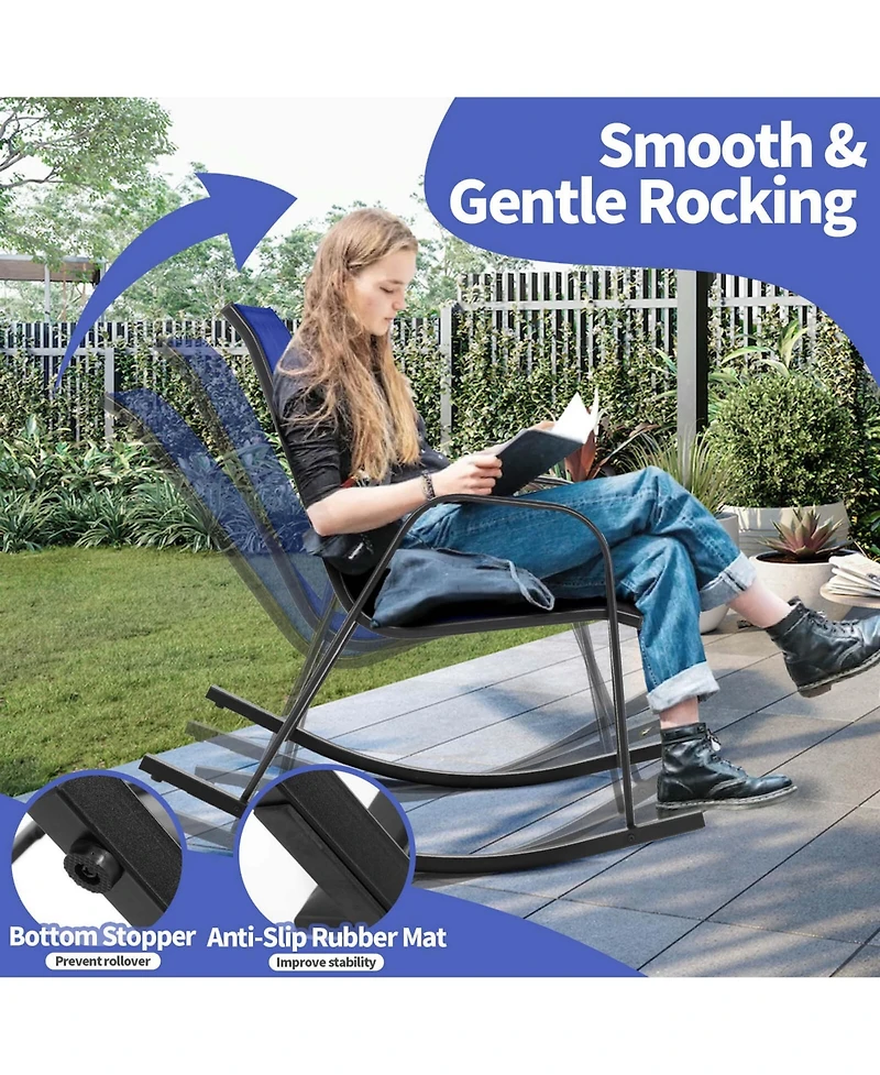 Patio Rocking Chair Heavy-Duty Metal Rocker Outdoor Anti-Slip