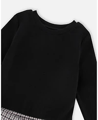 Deux par Girl Bi-Material Dress Black and Houndstooth - Toddler|Child