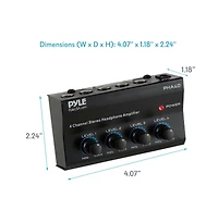 Pyle 4-Channel Portable Stereo Headphone Amplifier - Mini Earphone Splitter Amp with 4 ¼" Trs Output Jacks - Independent Volume Controls