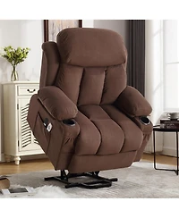 Power Lift Recliner Chair with Heat and Massage Electric Fabric Recliner Chair for Elderly with Side Pocket, Usb Charge Port, Remote Control for Livin