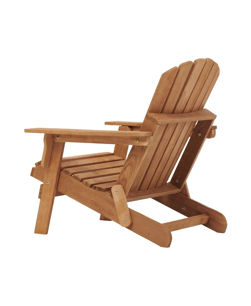 Flynama Oversize Wooden Outdoor Folding Adirondack Chair with Pre-Assembled BackRest & SeatBoard, Wood Patio Chair for Garden Backyard Porch Pool Deck