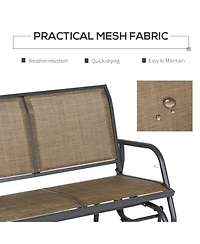 2-Person Outdoor Glider Bench, Patio Double Swing Rocking Chair Loveseat w/ Powder Coated Steel Frame for Backyard Garden Porch