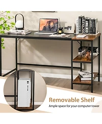 55" Modern Industrial Style Study Writing Desk with 2 Storage Shelves