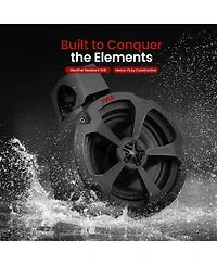 Pyle 6.5'' Water-Resistant Marine Speakers + 2 Channel Amplifier for Atv, Utv, 4x4, Jeep, Boat Stereo System (1200W)