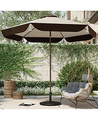 Mondawe 150cm All-Iron Tassel Sun Umbrella W/ Crank&Adjust Angle,Uv-Resistant Multifunctional Canopy
