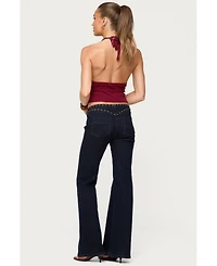 Edikted Women's Missie Knitted Plunge Neck Halter Top
