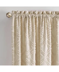 Kate Aurora Contemporary Geometric Shabby Diamond Clipped Rod Pocket Single Window Curtain Panel