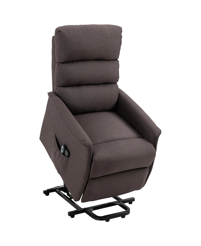 Flynama Electric Power Lift Recliner Chair for Elderly, Fabric Lift Chair with Remote Control, Side Pockets for Living Room, Brown