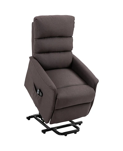 Flynama Electric Power Lift Recliner Chair for Elderly, Fabric Lift Chair with Remote Control, Side Pockets for Living Room, Brown