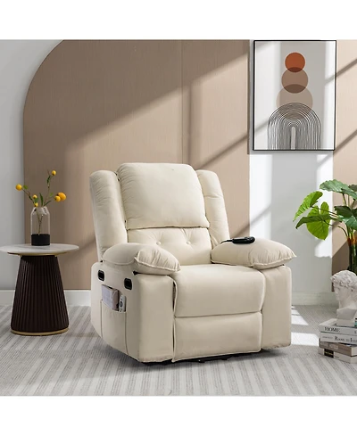 Flynama Massage Recliner,Power Lift Chair for Elderly with Adjustable Massage and Heating Function,Recliner Chair with Infinite Position and Side Pock