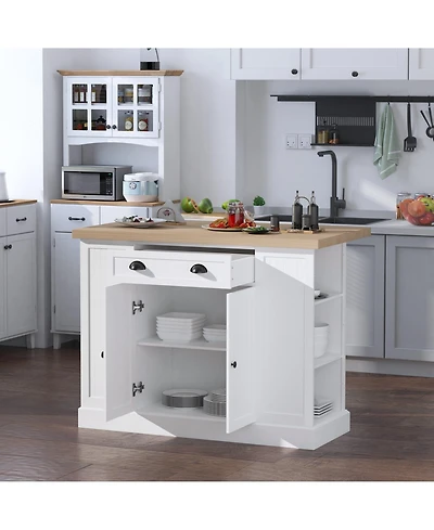 Halifax North America White Kitchen Helper: Freestanding Island Table with Drop Leaf