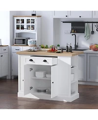 Halifax North America White Kitchen Helper: Freestanding Island Table with Drop Leaf