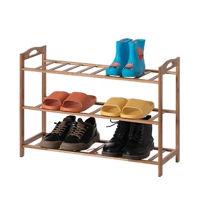 Basicwise Bamboo Storage Shoe Rack, Free Standing Shoe Organizer Storage Rack