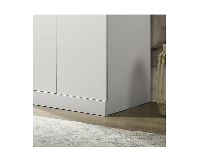 Homlux 29.5"W White Double Door Wardrobe with Shelf and Hanging Rod for Organized Living