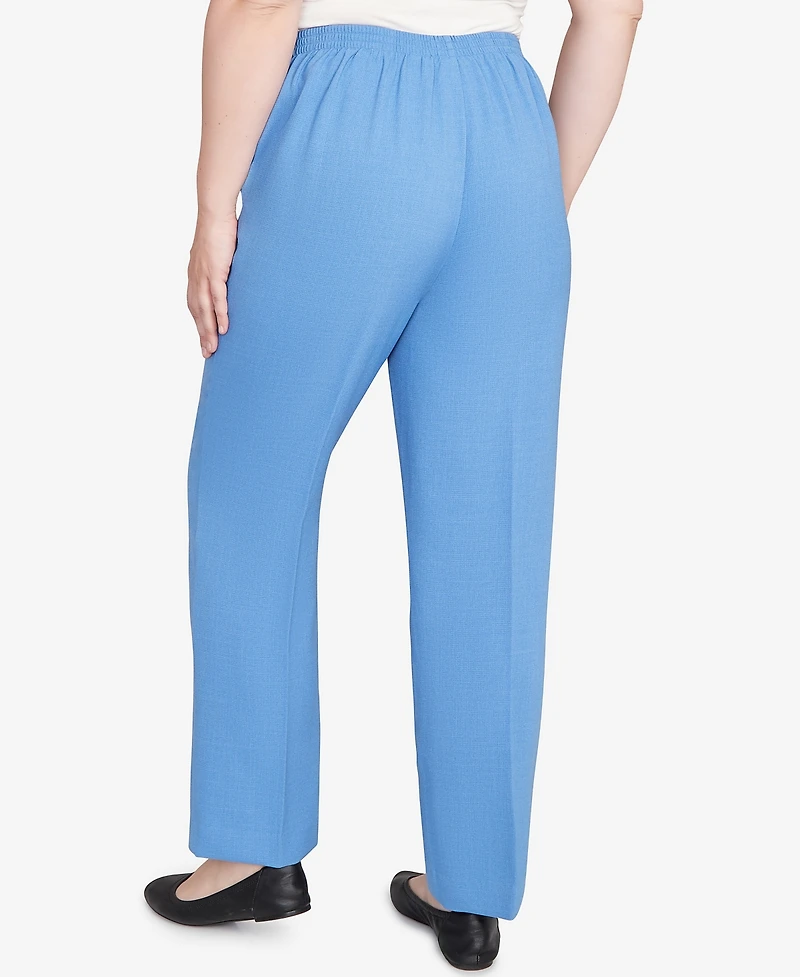 Alfred Dunner Women's Textured Pull On Elastic Medium Length Pants