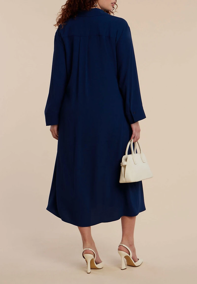 Eloquii Women's Drapey Faux Leather Mini Dress