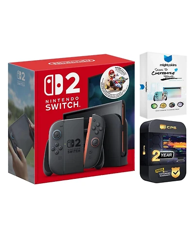 Nintendo Switch 2 Mario Kart World Bundle with MightySkins Code and 2 Year Extended Warranty