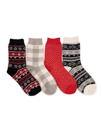 Muk Luks Women's 4 Pack Holiday Boot Socks