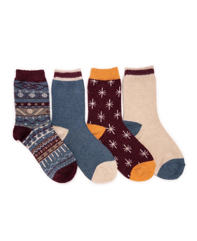 Muk Luks Women's 4 Pack Holiday Boot Socks