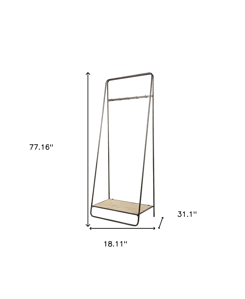 Slickblue Industrial Pipe Hall Tree with Metal Frame and Wood Shelves for Entryway Storage