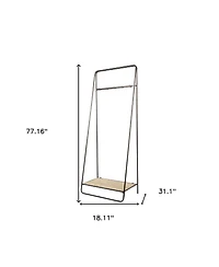 Slickblue Industrial Pipe Hall Tree with Metal Frame and Wood Shelves for Entryway Storage