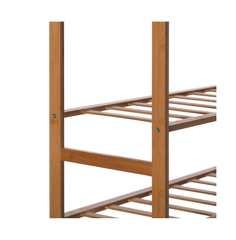 Basicwise Bamboo Storage Shoe Rack, Free Standing Shoe Organizer Storage Rack