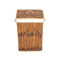 Wickerwise Square Bamboo Collapsible Waterproof Laundry Hamper with Lid and Handles for Organizer, Clothes, Toy Durable Folder Washing Bin for Easy Ca