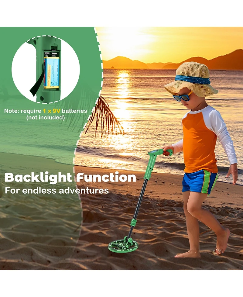 Gymax 24.5''-33.5'' Metal Detector for Kids with Lcd Display IP68 Waterproof
