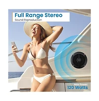 Pyle Dual 6.5'' Waterproof Marine Speakers, Full Range Stereo Sound, 120 Watt, Black