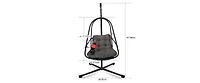 Wicker Swing Egg Chair with Stand Removable Guardrail and Cup Holder