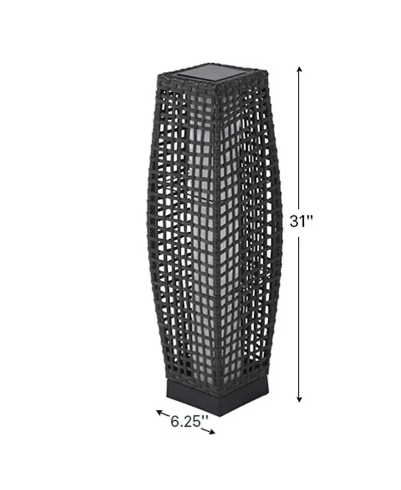 Mondawe Waist Drum Rattan Floor Lamp, Square Hollow Woven Design for Indoor/Outdoor Ambiance Lamp