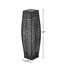 Mondawe Waist Drum Rattan Floor Lamp, Square Hollow Woven Design for Indoor/Outdoor Ambiance Lamp