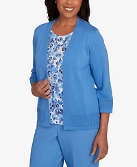 Alfred Dunner Women's Animal Two One Periwinkle Sweater