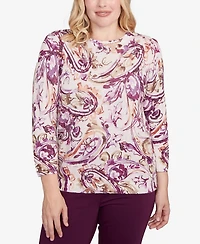 Alfred Dunner Women's Urban Legend Shimmer Paisley Crew Neck Sweater