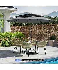 Gymax 10 Ft Solar Patio Umbrella w/ 32 Led Lights 3-Tier Vented Top Tilt Adjustment