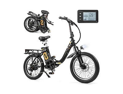 Hitway Folding Electric Bicycle for Adults with 20-Inch Fat Tires Snow E-Bike