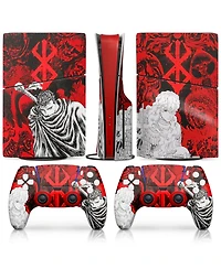 Nbcp PS5 Slim Skin with Controller Skin Set, Dark Warrior Anime Design, Matte Finish, Scratch-Resistant, Fade-Proof, Precise Fit, Protects from Dust