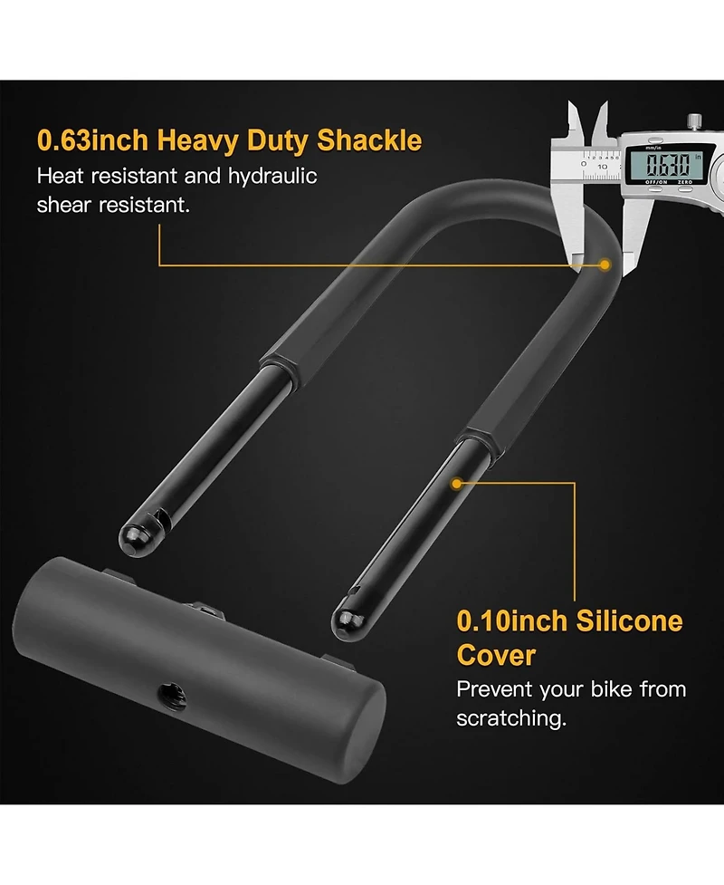 Nakto Lock Heavy Duty Bike Lock Bicycle U Lock, 16mm Shackle and 4ft/6ft Length Security Cable with Sturdy Mounting Bracket for Bicycle