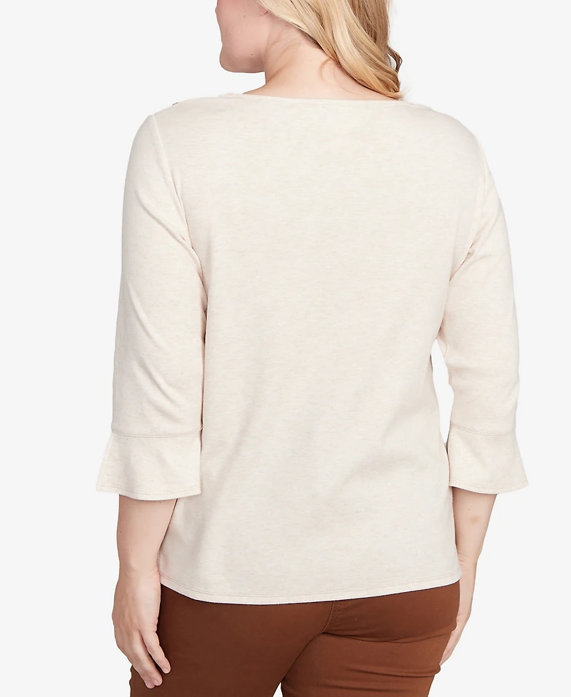 Alfred Dunner Women's Mount Laurel Textured Scroll Embroidered Top