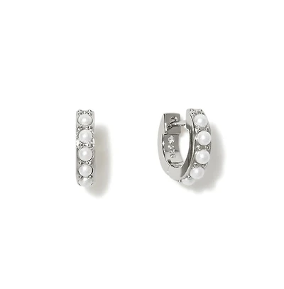 Ana Luisa - Pearl Huggie Hoops - Ashley Silver