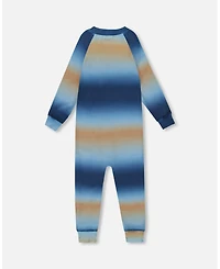 Deux par Baby Boy One-Piece Thermal Underwear Blue and Beige Gradient